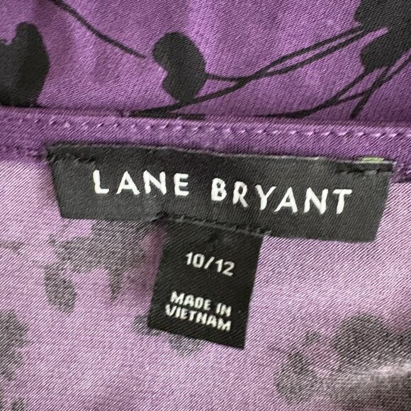 2/$30 Lane Bryant Floral Print Quarter Sleeve V-Neck Blouse Purple 10/ 12 #9928 - Picture 5 of 9